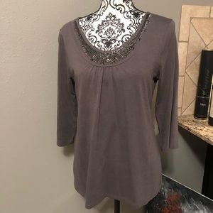 Ann Taylor Loft Embellished Top LG